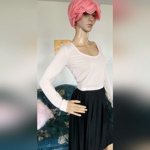 Cream Striped Sheer Crop Top